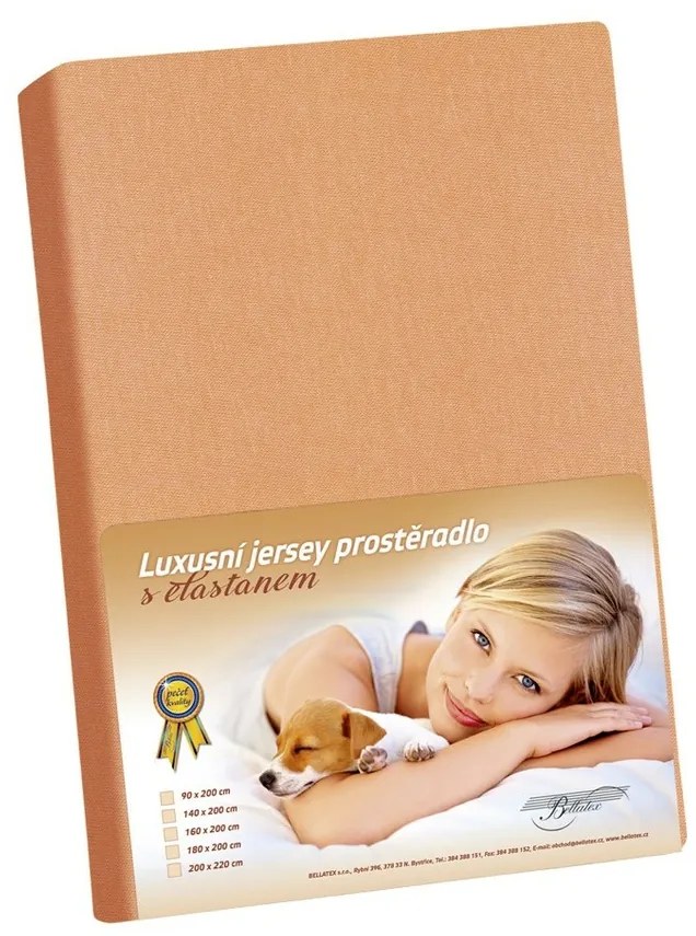 Bellatex Jersey prestieradlo s elastanom lososová, 120 x 200 cm