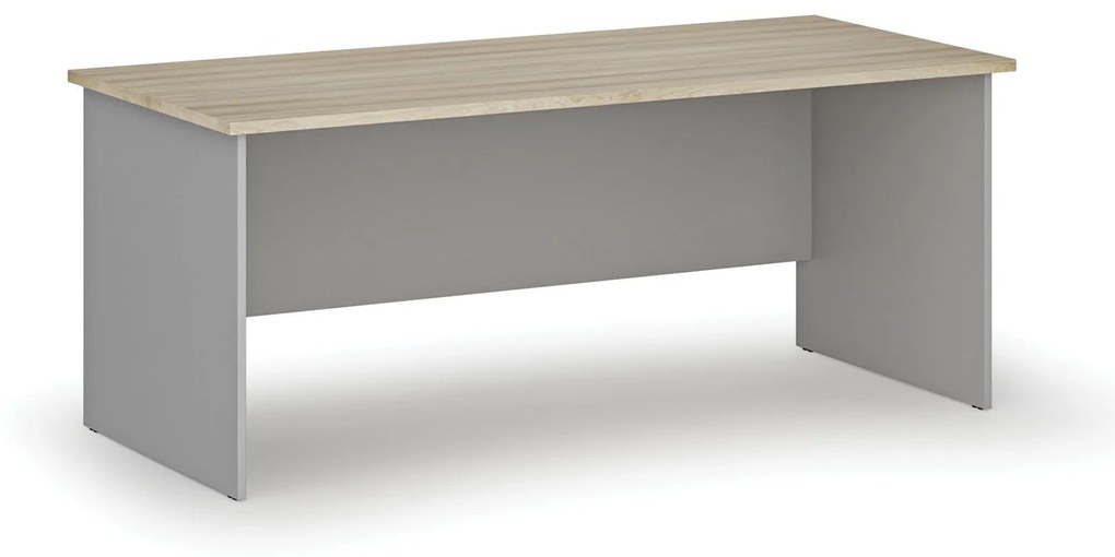 Kancelársky písací stôl rovný PRIMO GRAY, 1800 x 800 mm, sivá/dub prírodný