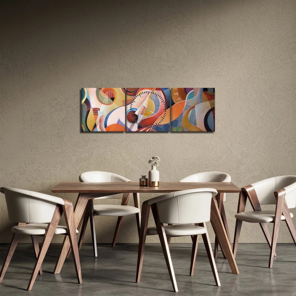 Obraz - Hudobný abstrakt (s hodinami) (90x30 cm)