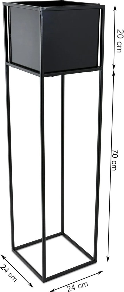 KOVOVÝ KVETINÁČ SO STOJANOM PLAIN 90X24 CM ČIERNA