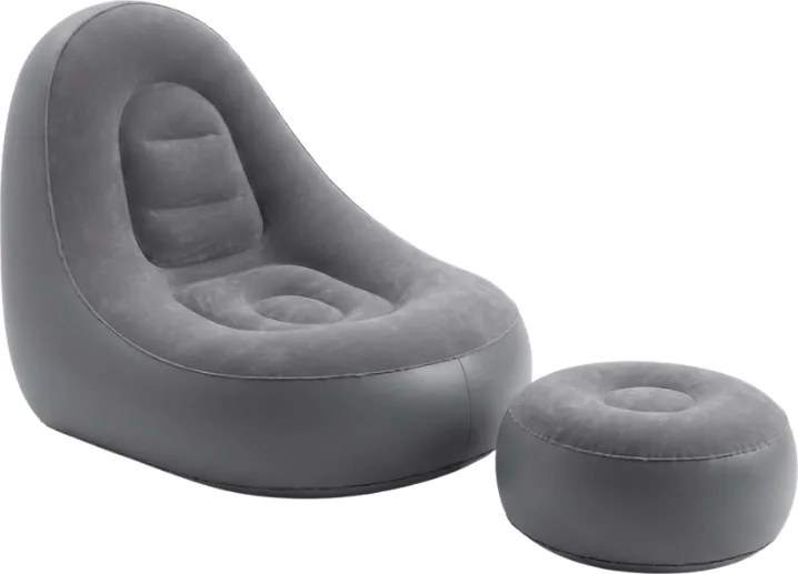 Nafukovacie kreslo s taburetom RESTIO 86x88 cm, sivé