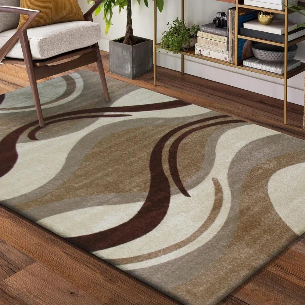 DomTextilu Krémový koberec na chodbu s hnedými vzormi 60 x 100 cm  43059-203434