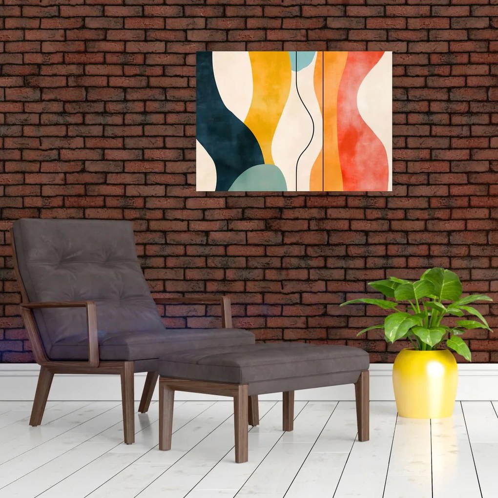 Sklenený obraz - Minimalistická farebná ilustrácia II. (70x50 cm)