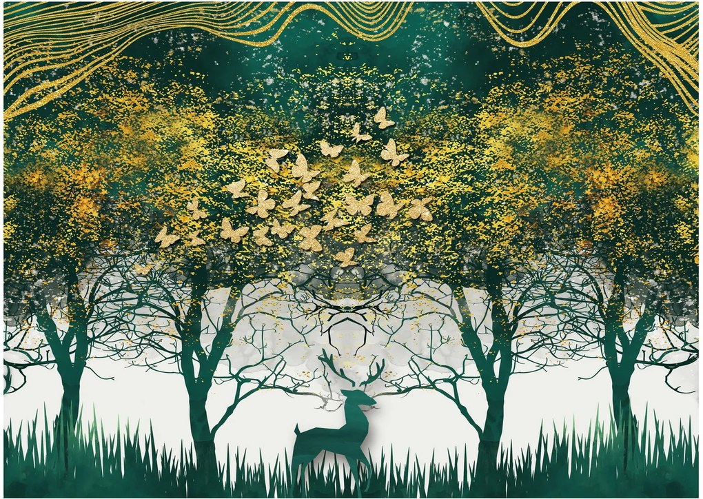 Obraz - Jelene v zelenom lese (70x50 cm)