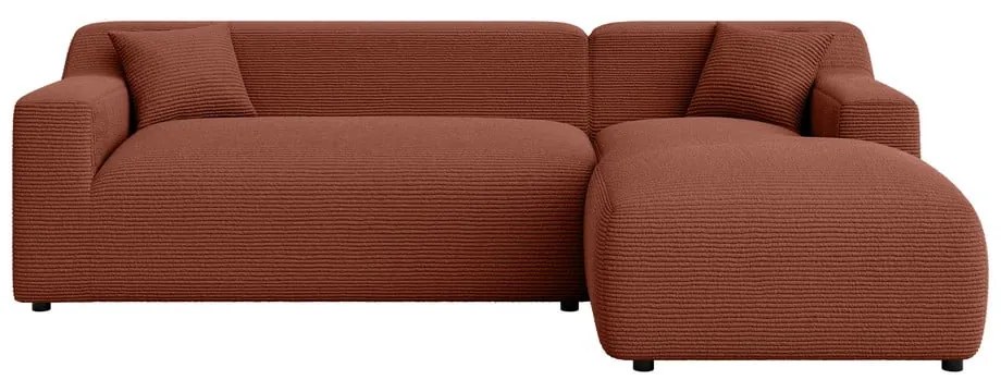 Menčestrová rohová pohovka v tehlovej farbe (pravý roh/s leňoškou) Martin – Ropez