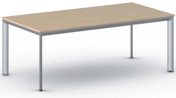 Rokovací kancelársky stôl PRIMO INVITATION, 200x100 cm, sivostrieborná podnož, buk