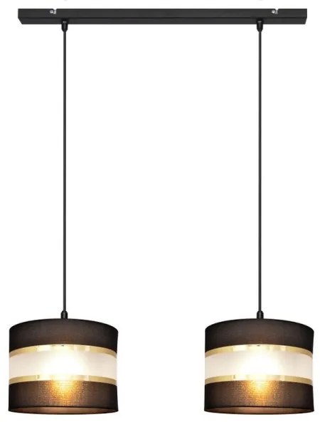Luster na lanku HELEN 2xE27/15W/230V čierna/zlatá