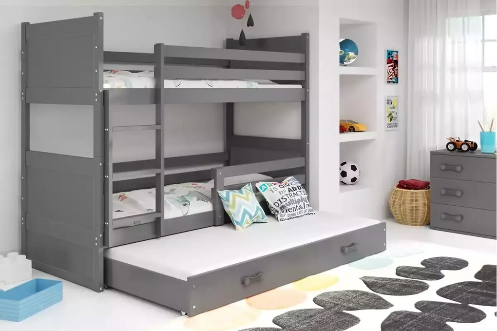 Interbeds Poschodová posteľ Rico 3 trojmiestna 190cm x 80cm sivá