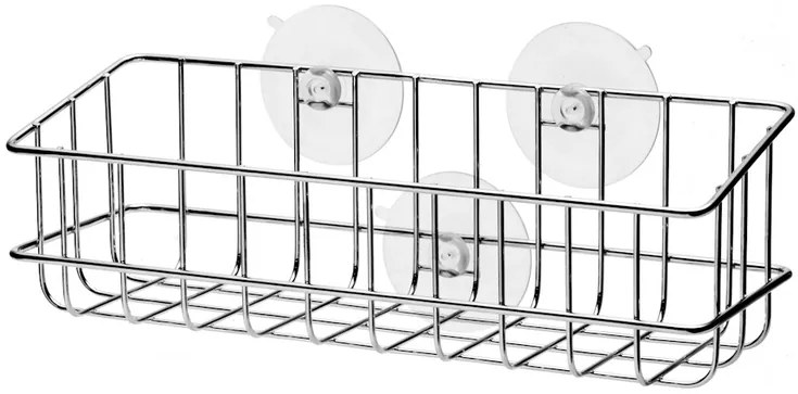 BISK Erga Niagara, košík na kúpeľňové doplnky na prísavky 24x8x7,5 cm, chrómová, ERG-04834