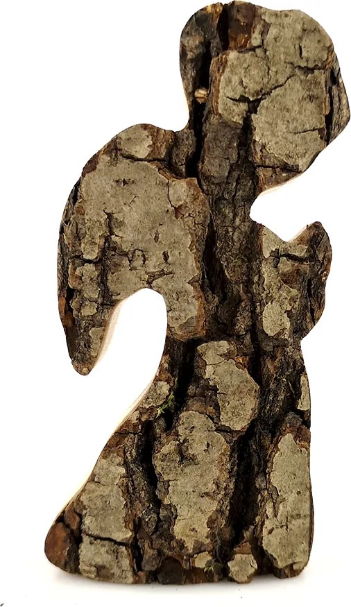 AMADEA Drevený anjel s kôrou, masívne drevo, 11x6x3, 5 cm