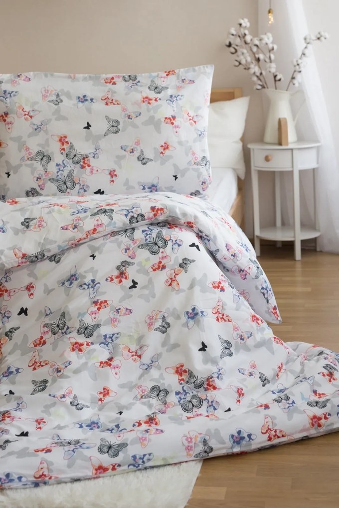 Bavlnené obliečky BUTTERFLY COLORA, biele Rozmer obliečky: 70 x 90 cm | 140 x 200 cm