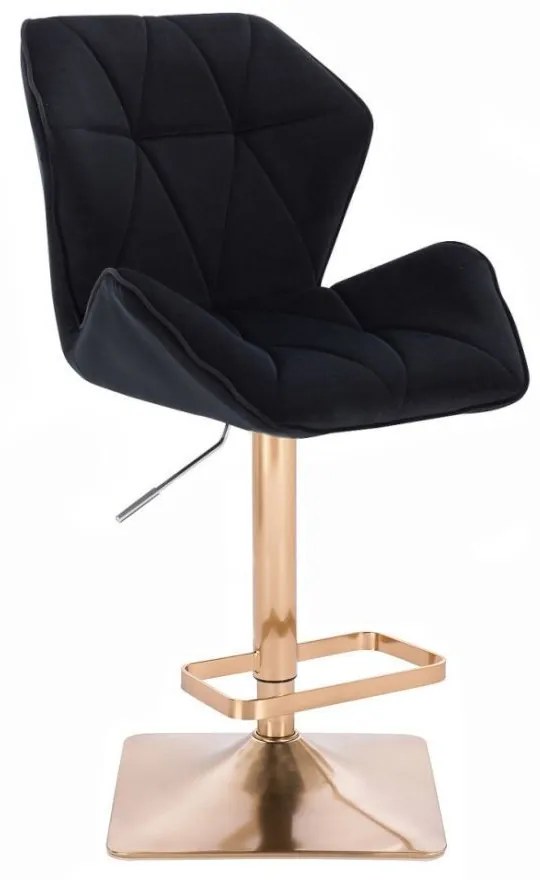 LuxuryForm DESIGN Barová stolička MILANO MAX VELUR na zlatej hranatej podstave - čierna