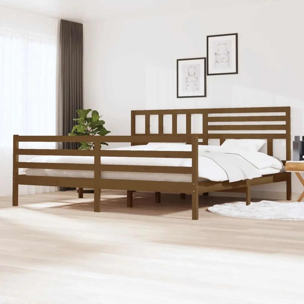 Rám postele medovo-hnedý masívne drevo 200x200 cm