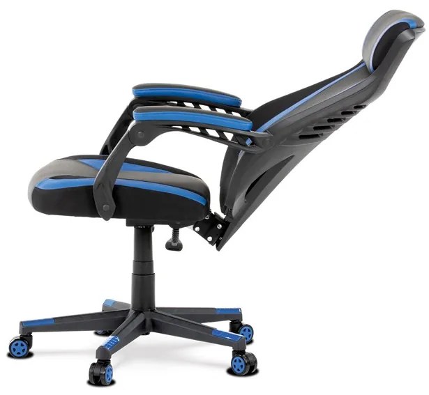 BONTEC Herné kreslo, hojdací mechanizmus, čierna ekokoža, KA-Y213 BLUE Farba: Šedá