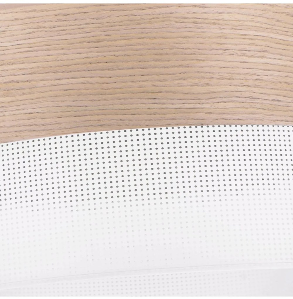 Závesné svietidlo Wood, 1x béžová dubová dýha/biele PVC tienidlo, (fi 20cm)