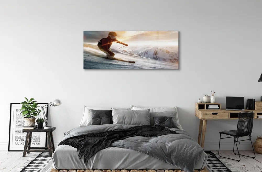 Obraz plexi Lyžiarske palice muž 120x60 cm