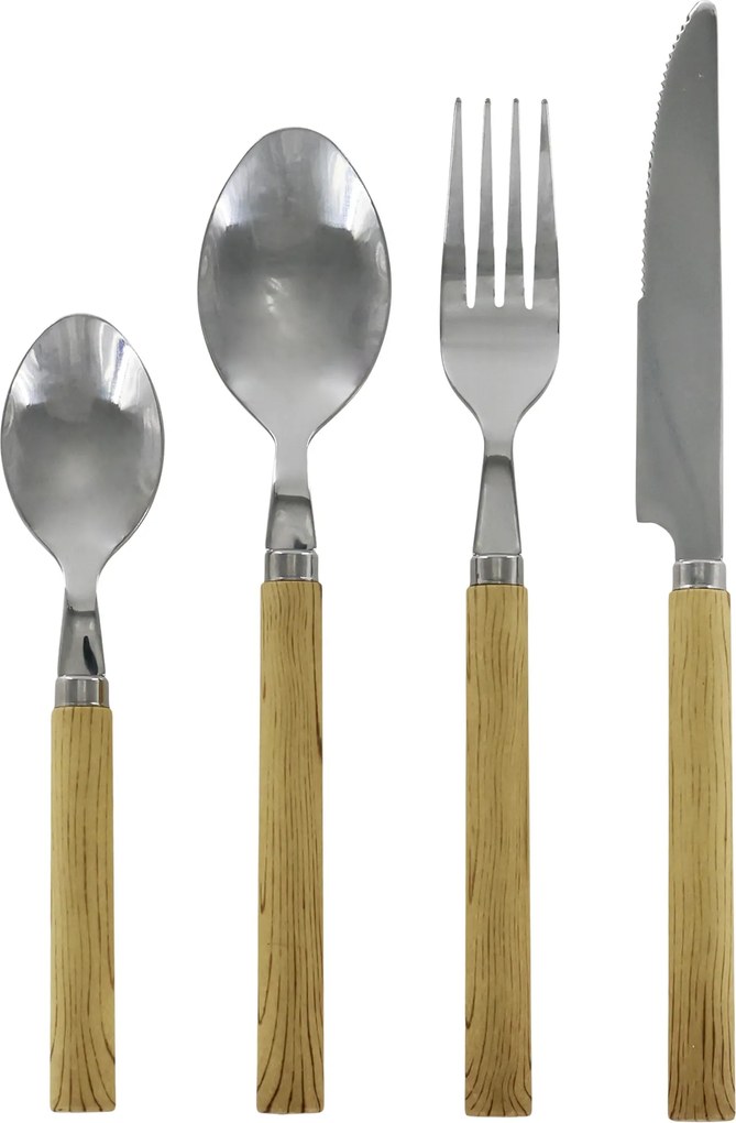 Sada příborů Linas 4 díly nerezová ocel 18/0 a akryl hnědá Nature – 22,5 cm