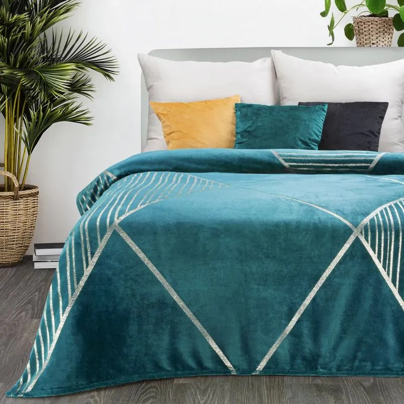 EUROFIRANY Flano deka veľmi jemná na dotyk s lesklou potlačou 150 cm x 200 cm tyrkysová 100 % polyester Varianta: 391482