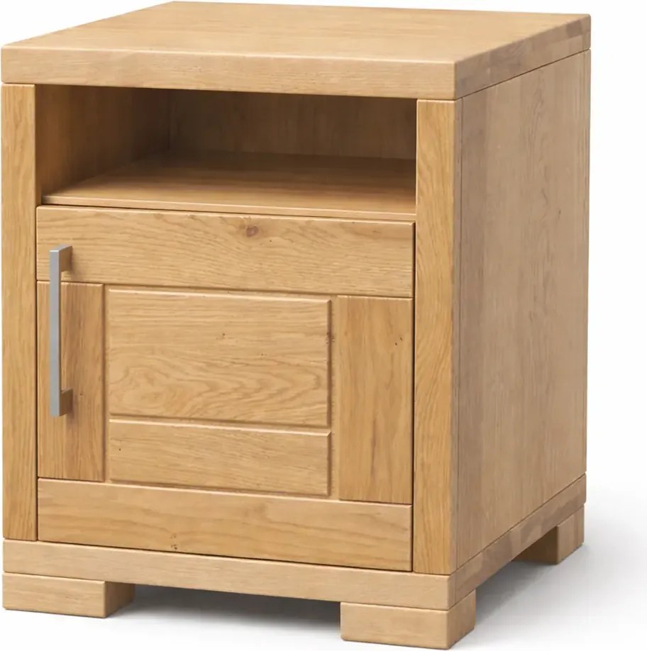 Moderný dubový nočný stolík s policou a dvierkami, 44x40x55 cm Otváranie vpravo