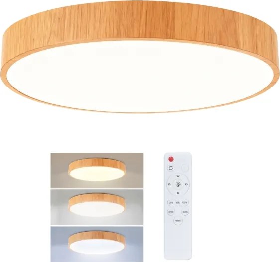 Brilagi - stmievateľné LED stropné svietidlo POOL LED/50W/230V pr. 40 cm, dekor dreva + diaľkový ovládač