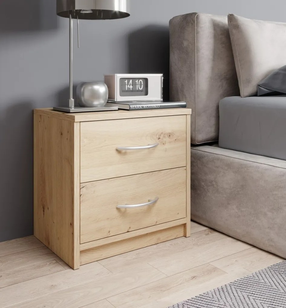 Nočný stolík s 2 zásuvkami Pepe, dub artisan