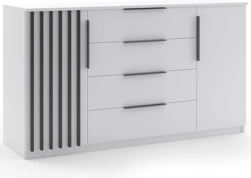 Komoda Atena 160x89x48 Biely/Lamela čierna