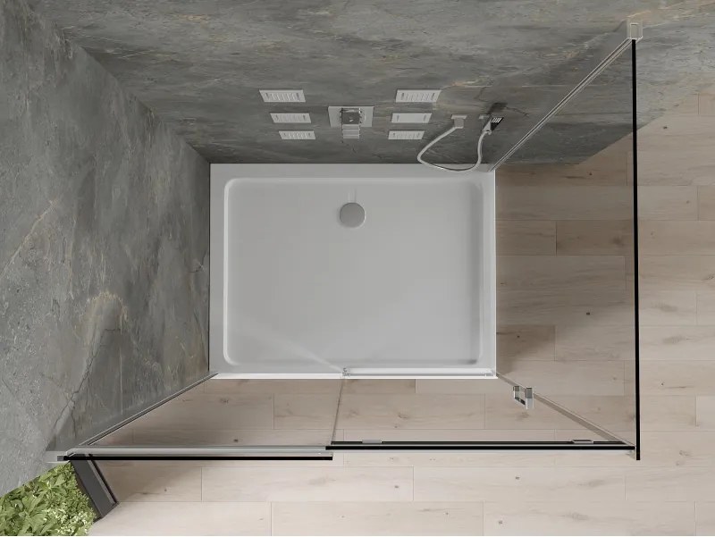 Mexen Omega posuvná sprchová kabína 100 x 90 cm, grafitová, chróm + Flat vanička, biela - 825-100-090-01-40-4010