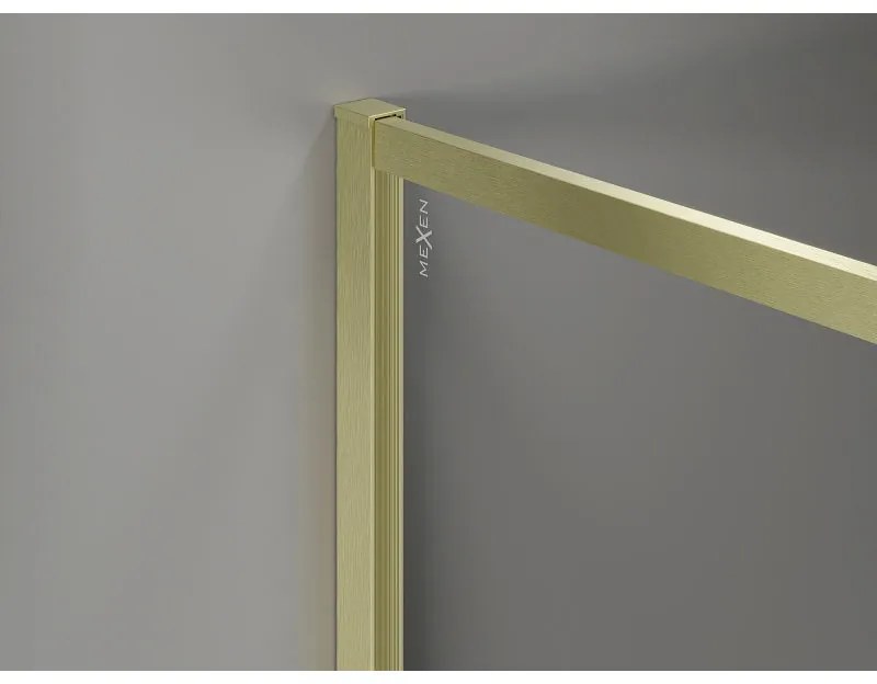 Mexen, Mexen Kioto-XF sprchová stena s rámom 80 x 202 cm, priehľadná 10 mm, brúsené zlato - 800-080-104-55-00-X
