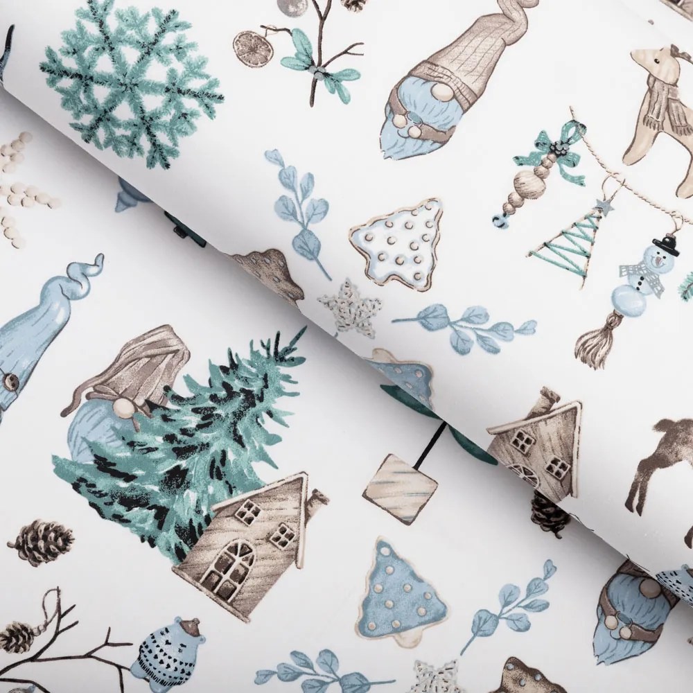 Biante Vianočný bavlnený záves Sandra SA-662 Modro-zeleno-hnedý vianočný vzor 150x260 cm