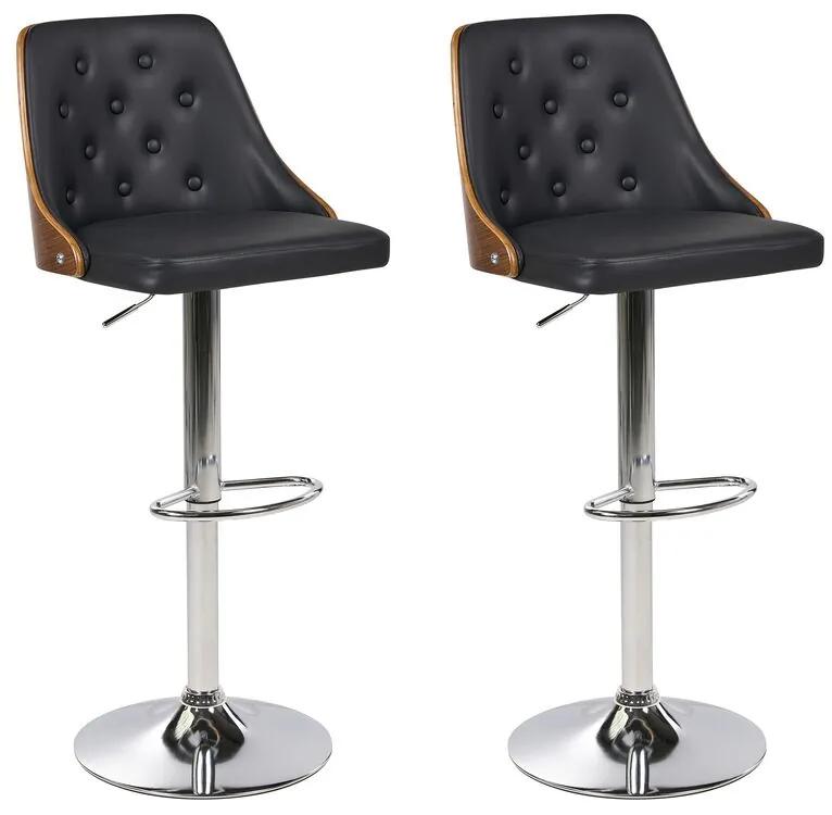 Sada 2 otočných barových stoličiek z umelej kože čierna VANCOUVER Beliani