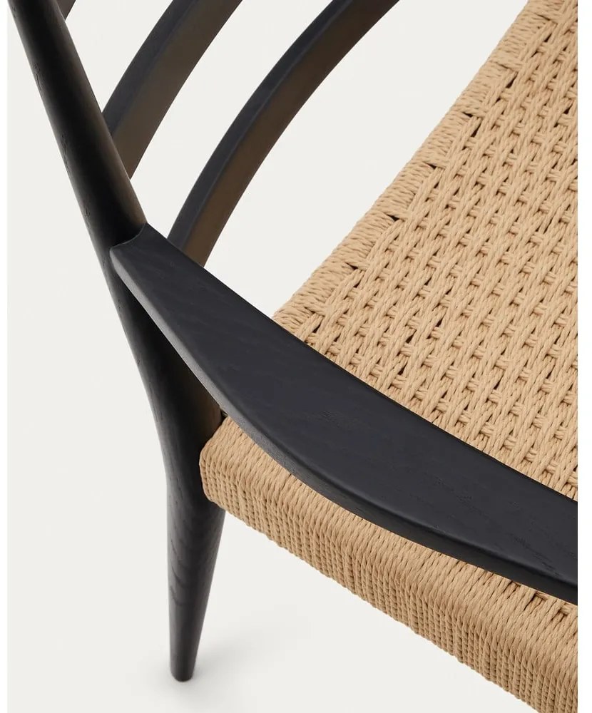 Jedálenská stolička z dubového dreva v čierno-prírodnej farbe v súprave 2 ks Analy – Kave Home