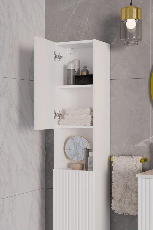 Vysoká závěsná koupelnová skříňka Nova White 80-03-2D bílá