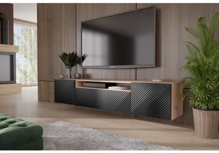 Závesný televízny stolík RTV Neo 200 cm Dub artisan/čierna