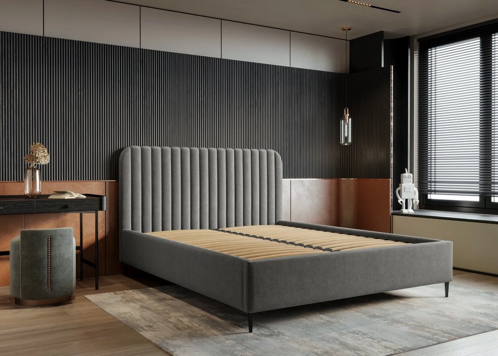 ČALÚNENÁ POSTEĽ ZOE 180 x 200 RIVIERA 91 ŠEDÁ ZAMATOVÁ LÁTKA