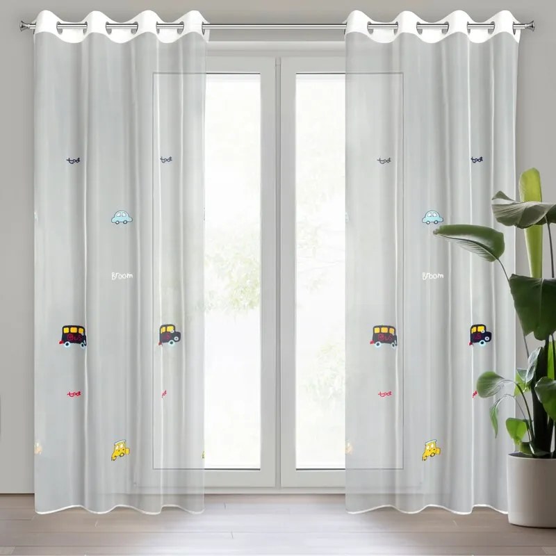 DECOREUM Záves zdobený výšivkou s detským vzorom 140 x 250 cm biela 106330