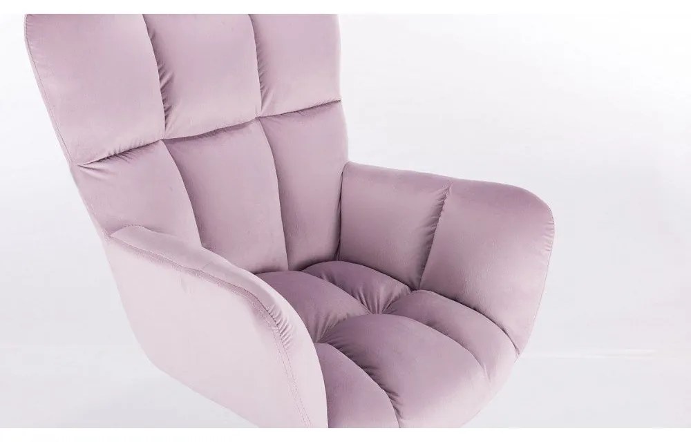 LuxuryForm DESIGN Otočné kreslo AURORA VELUR na striebornom tanieri - levanduľa
