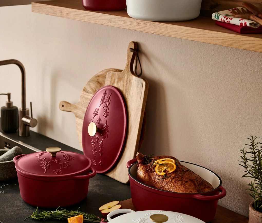 Servírovacia panvica z liatiny, biela