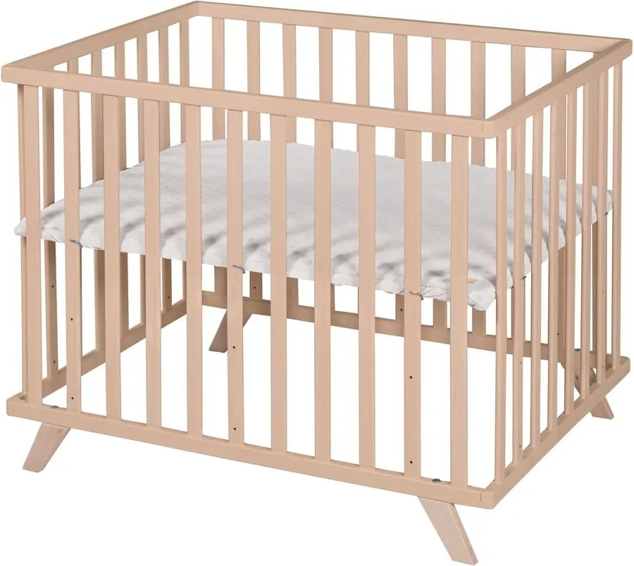 Detská ohrádka z bukového dreva s nastaviteľnou výškou 75x100 cm v prírodnej farbe Lil Planet – Roba