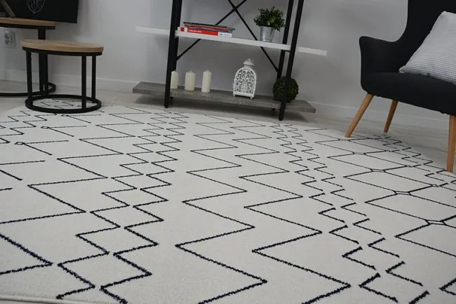 Koberec SENSE Micro 81249 Cik Cak ETNO biely/nebeský