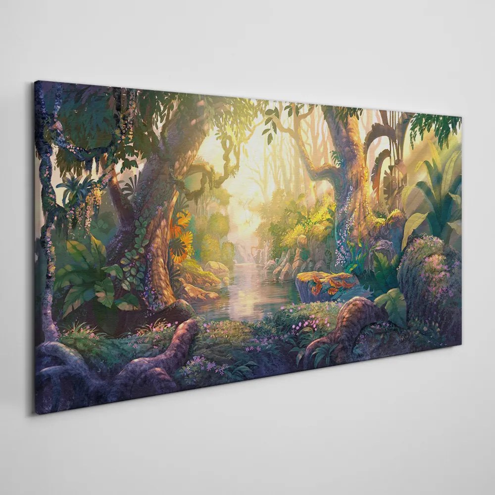 Obraz canvas Fantasy forest river kvety