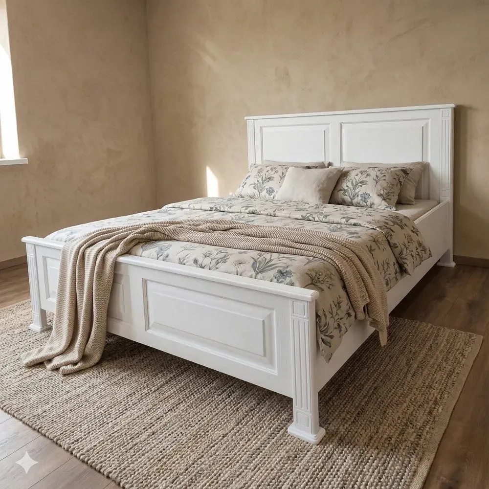 Biela provensálska manželská posteľ PR, 140/160/180/200 x 200 cm 140 cm