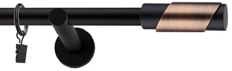 Dekorstudio Garniža jednoradová PARIS medená MIX čierna-matná 19mm Dĺžka: 160cm, Typ príslušenstva: Bez príslušenstva