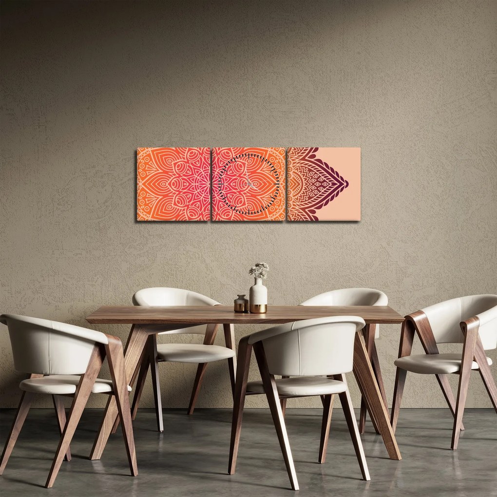 Obraz - Mandala umenia (s hodinami) (90x30 cm)