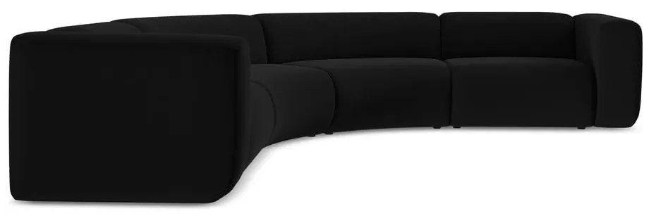 Čierna zamatová rohová pohovka Ekahi – Makamii
