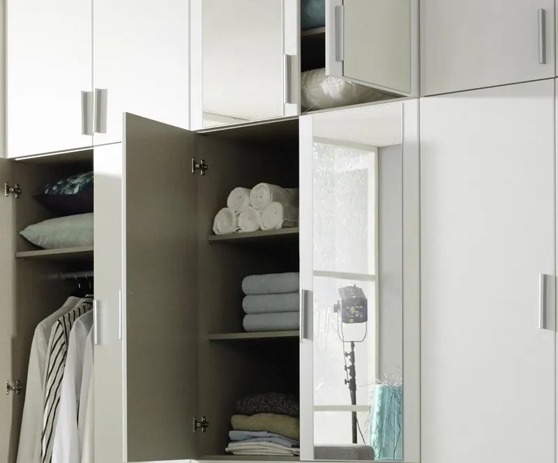 Šatníková skriňa Hildesheim, 271 cm, šedá/biela