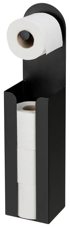 Čierny samodržiaci oceľový držiak na toaletný papier Agira – Wenko