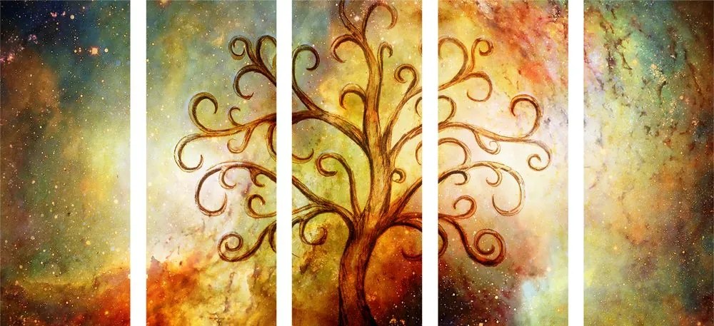 5-dielny obraz strom života s abstrakciou vesmíru Varianta: 200x100