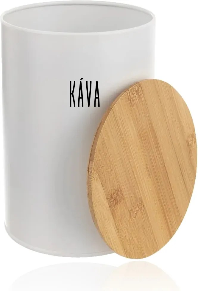 Orion Sada 12ks plechových dóz na potraviny, biele, s bambusovým vekom SADA