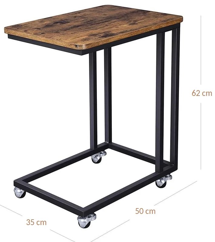 Servírovací stolík na kolieskach HENRY, 50x35x62cm, hnedá Vasagle