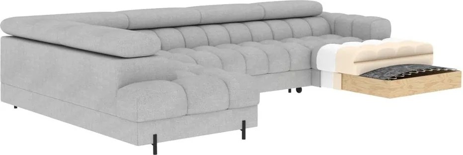 Svetlohnedá zamatová rozkladacia rohová pohovka (ľavý roh/do tvaru "U") Feraria – ELTAP